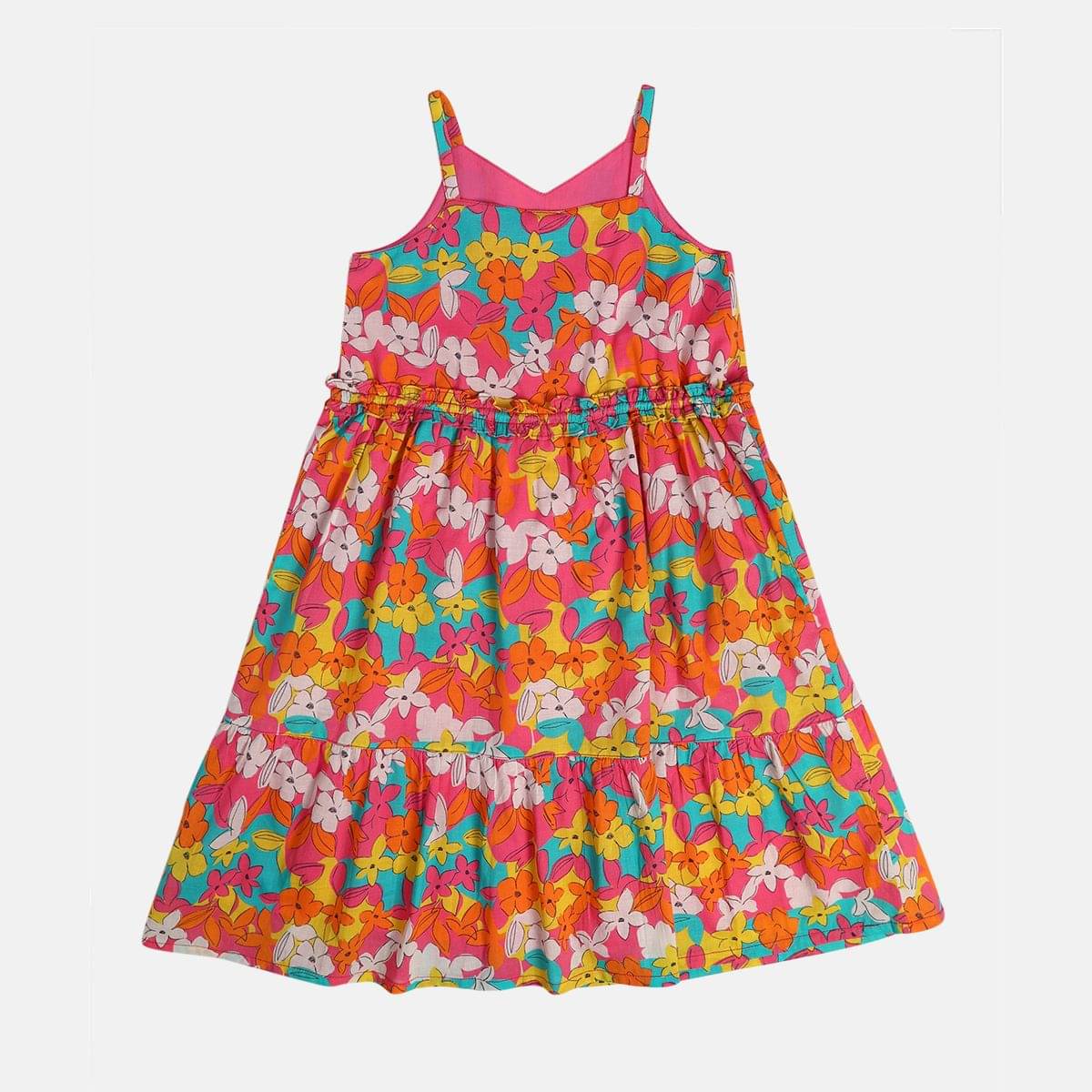     			MINI KLUB Cotton A-line Dress For Girls ( Pack of 1 , Orange )
