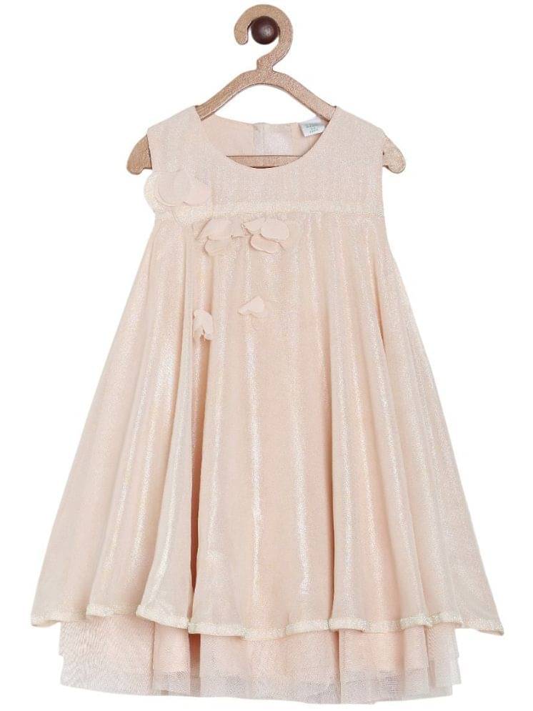 MINI KLUB PeachPuff Polyester Girls A-line Dress ( Pack of 1 ) MINI KLUB PeachPuff Polyester Girls A-line Dress ( Pack of 1 )