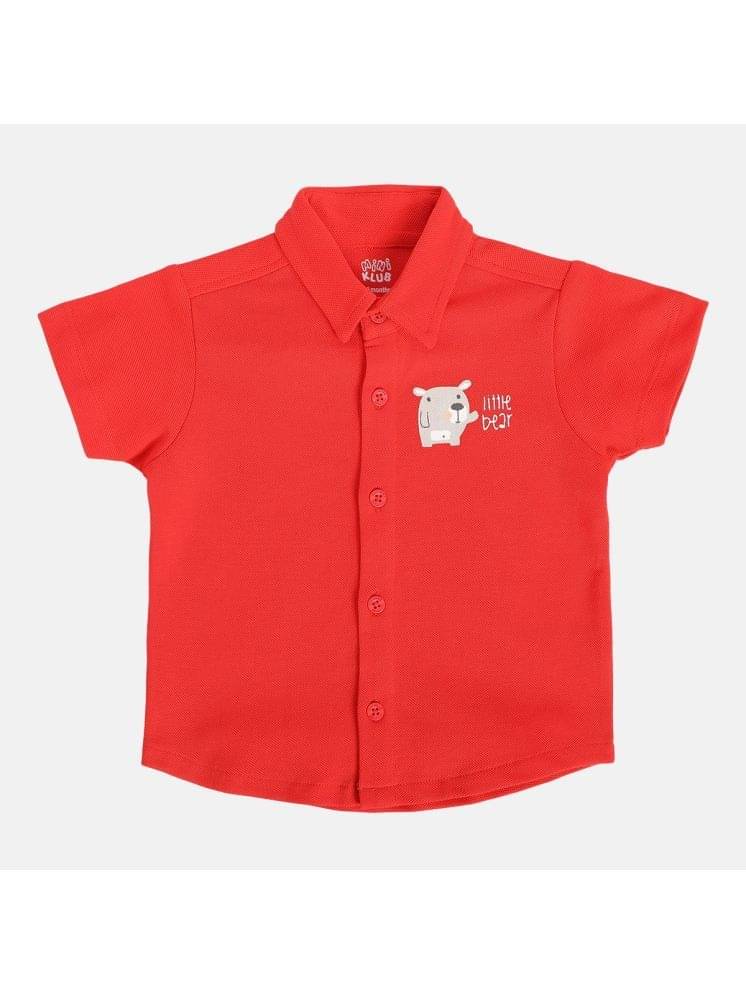     			MINI KLUB Pack of 1 Baby Boys Cotton Shirt ( Red )