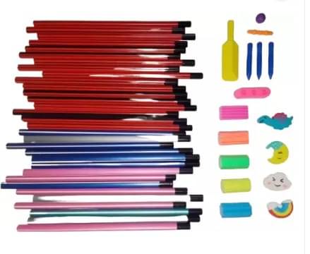     			Posshe 20 HEXA Pencil 10 Triangle Pencil 4 Cartoon Eraser Pencil (Set of 39, Multicolor)