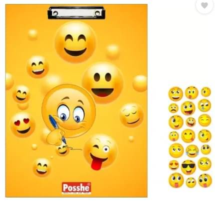     			Posshe Smily Exam pad with Smily fancy Stiker Combo Pack for Unisex Kids (Set of 1, Yellow)