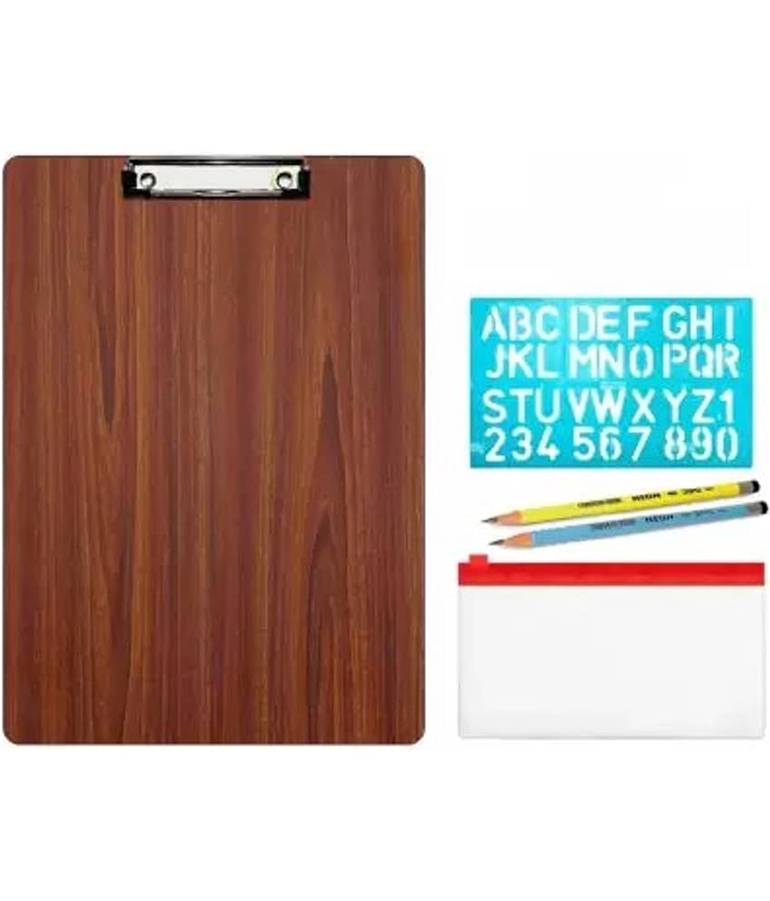 Posshe Unisex Kids Exam Pad with Pencil Kit ,2 Pencil and Stencil Combo (Set of 4, Brown) - Stationery | Buy online on ZillyBuy