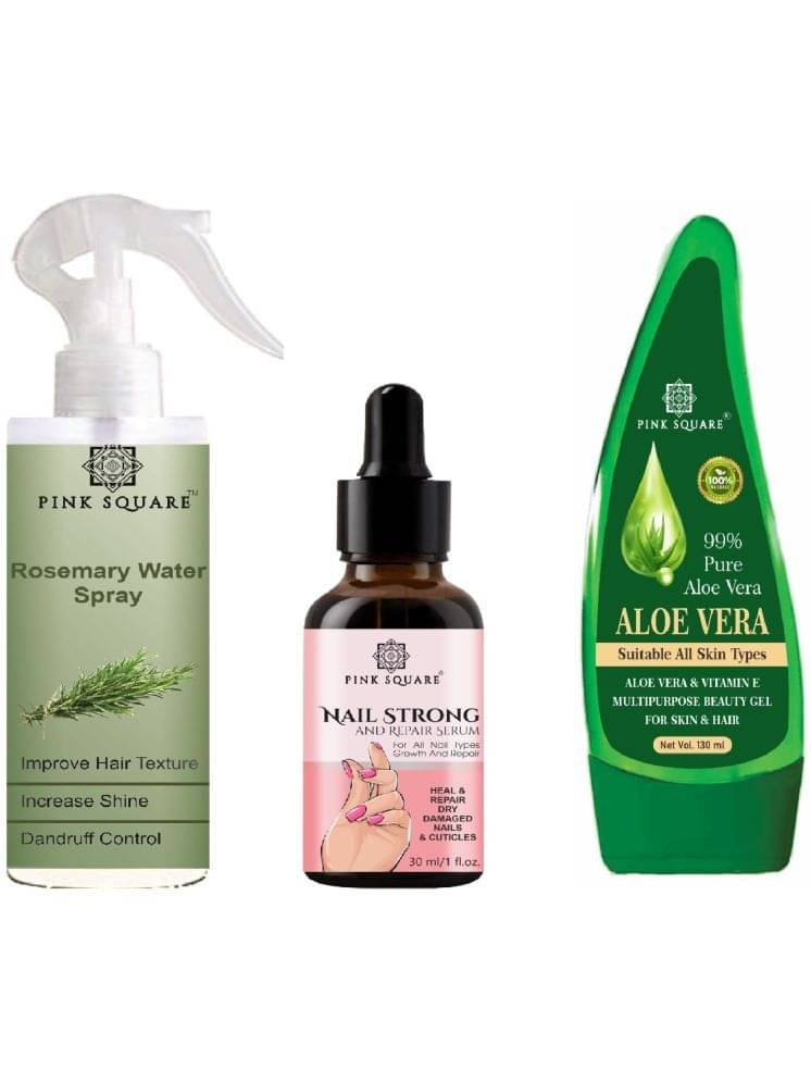     			Rosemary water Hair Spray for Regrowth (100ml), Nail Strong and Repair Serum (30ml) & Multipurpose Pure Aloevera Gel 130ml Combo of 3