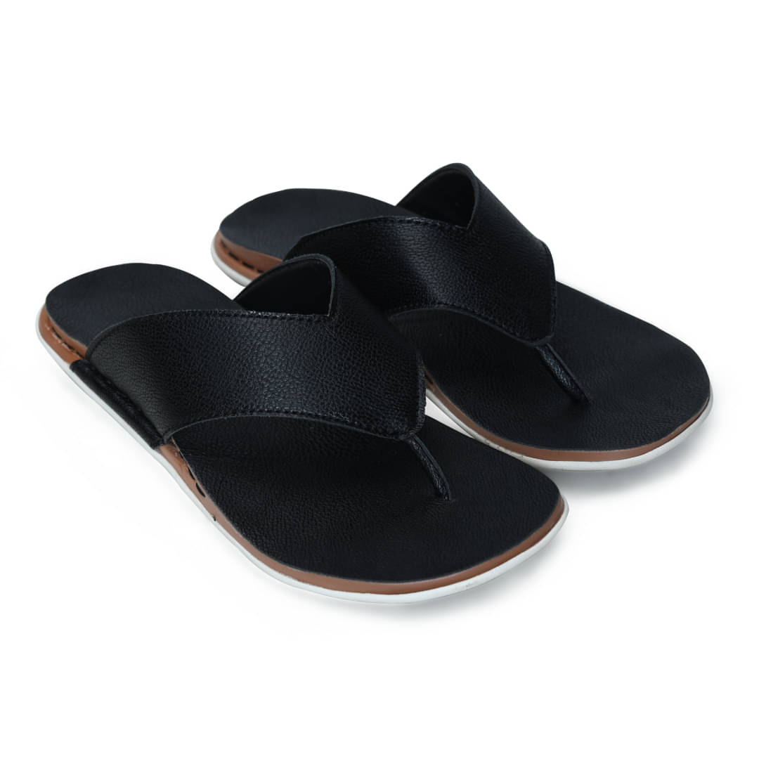     			STEPSOFT Black Men's Thong Flip Flop
