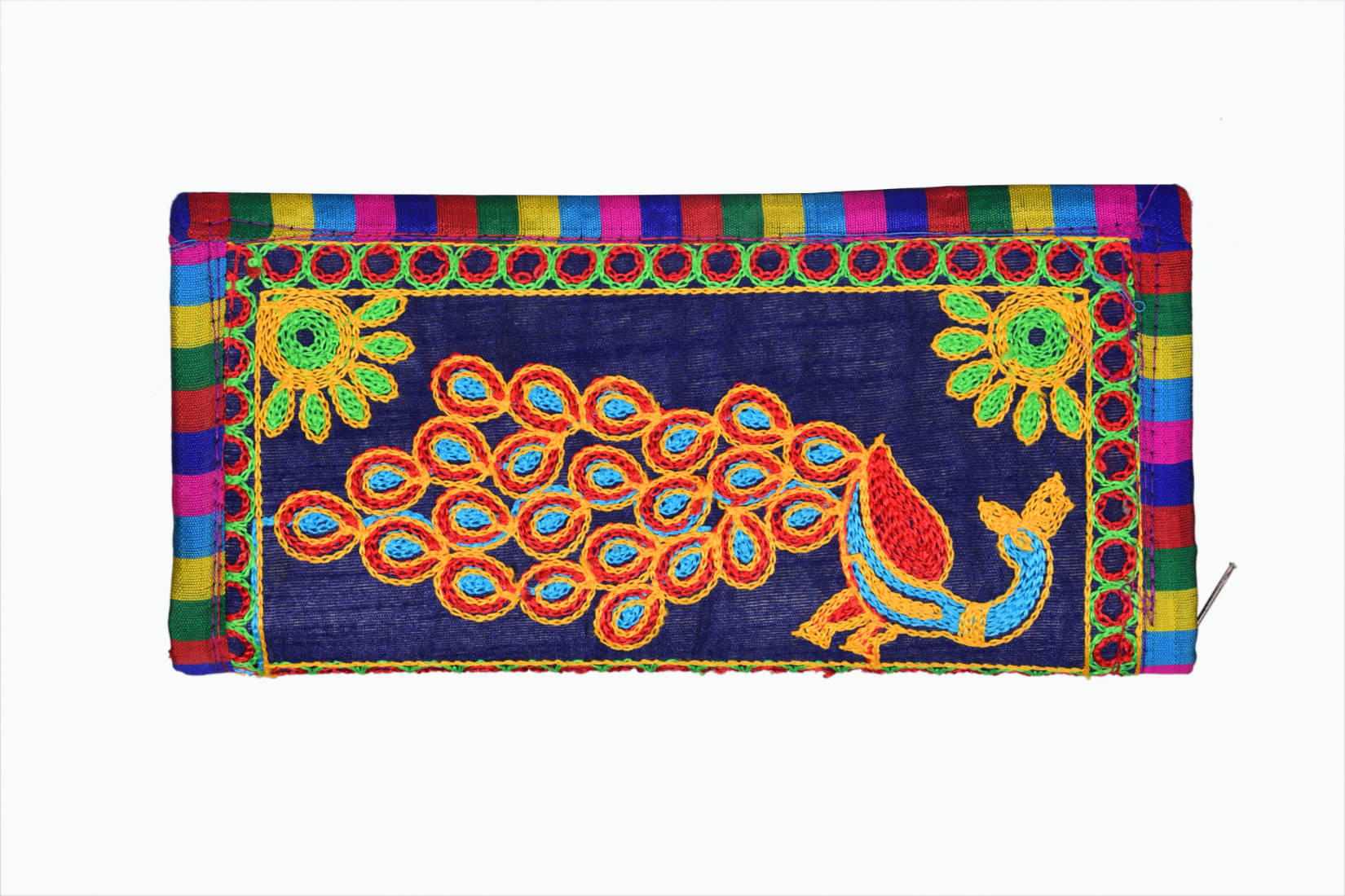     			SUNESH CREATION Blue Fabric Purse