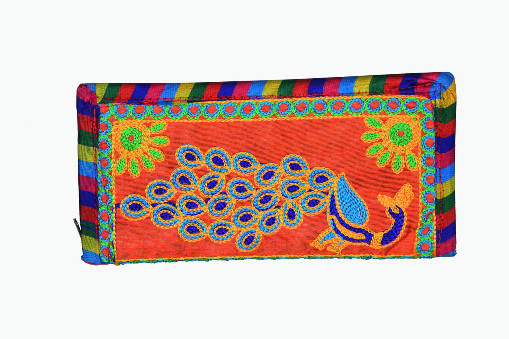     			SUNESH CREATION Orange Fabric Purse