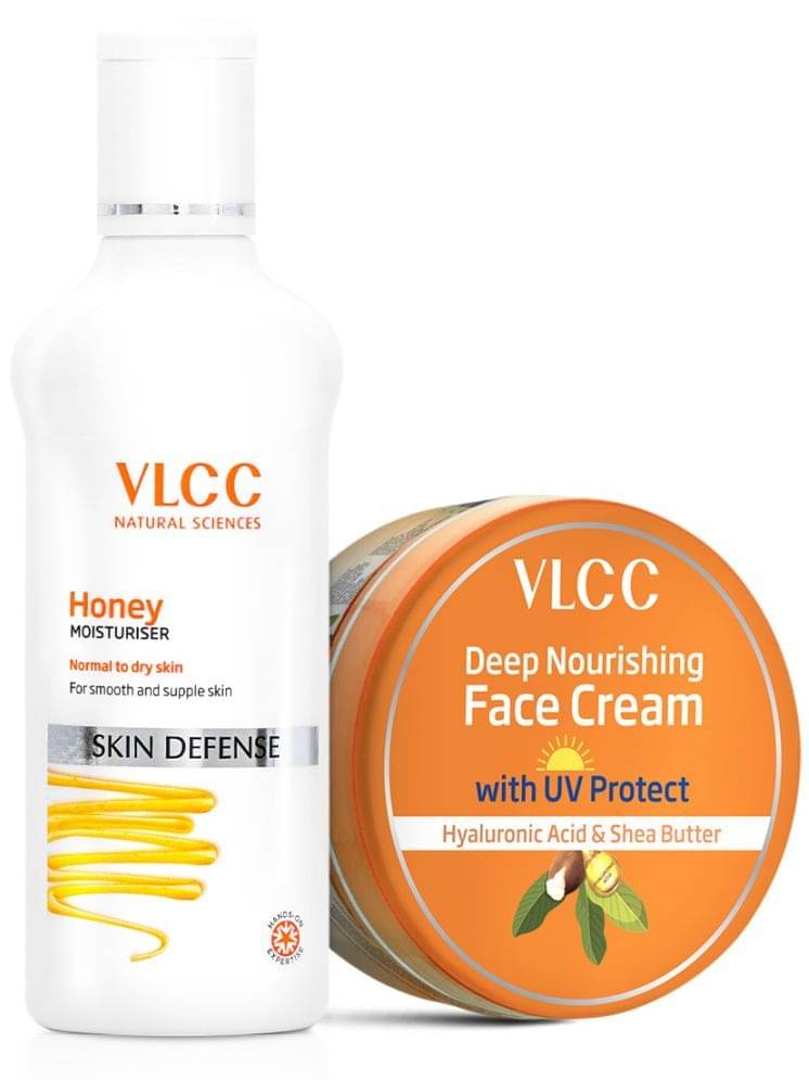     			VLCC Honey Moisturiser - 100ml & UV Protect Face Cream | Hyaluronic Acid & Shea Butter - 200g