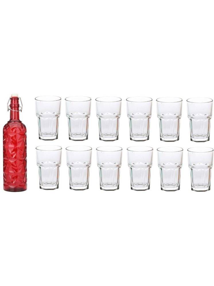 AFAST Glass Serving Set with Bottle Red Glass Fridge Water Bottle 1000 mL ( Set of 13 ) AFAST Glass Serving Set with Bottle Red Glass Fridge Water Bottle 1000 mL ( Set of 13 )