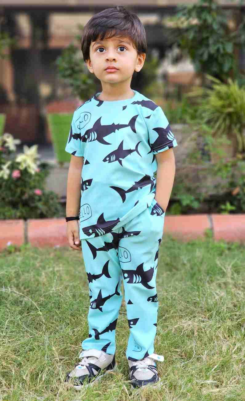 ASTYLOR Pack of 1 Boys Lycra T-Shirt & Trackpants Set ( Blue )