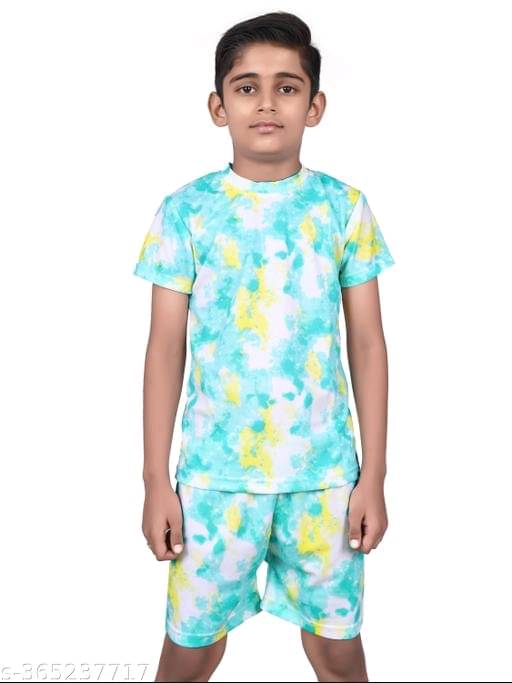     			ASTYLOR Pack of 1 Boys Lycra T-Shirt & Shorts Set ( Blue )
