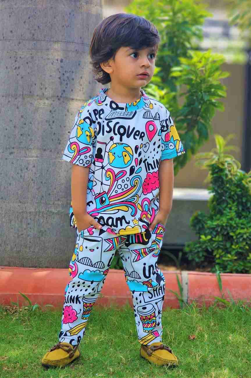     			ASTYLOR Pack of 1 Boys Lycra T-Shirt & Trackpants Set ( Multicolor )