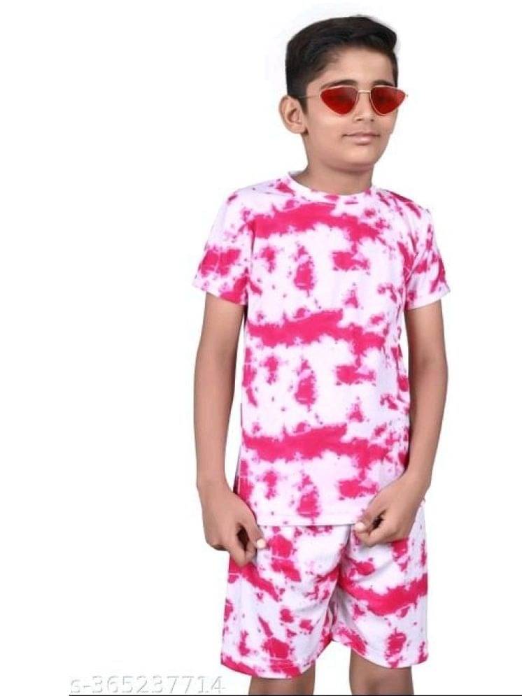     			ASTYLOR Pack of 1 Boys Lycra T-Shirt & Shorts Set ( Pink )