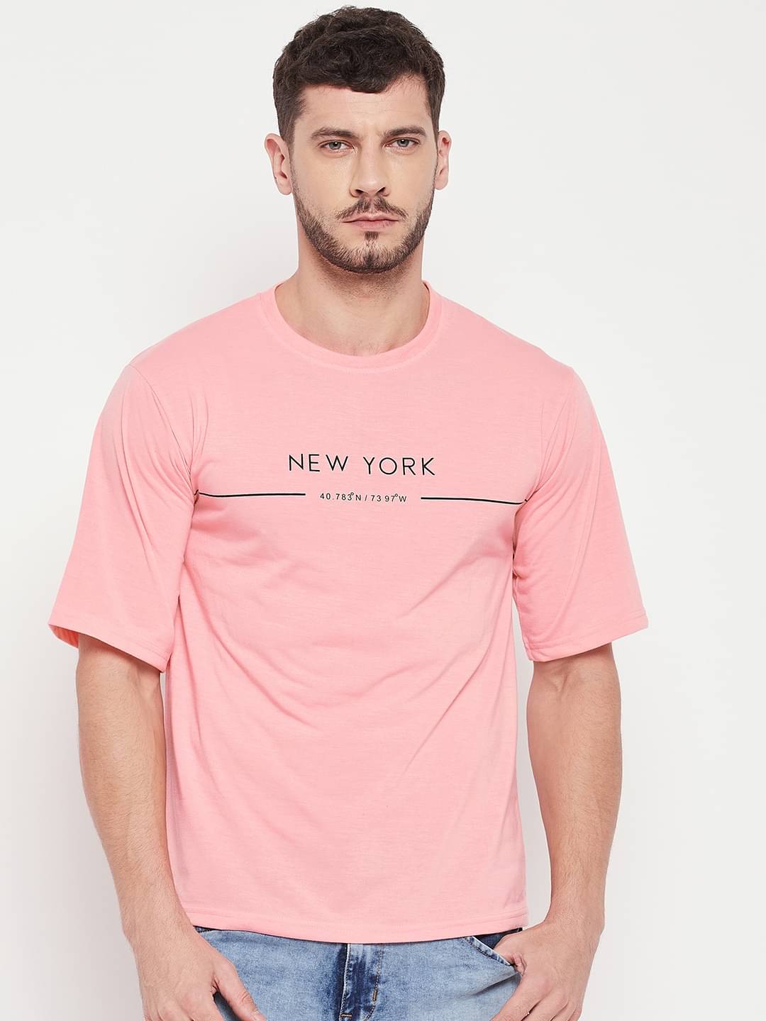     			AUSTIN WOOD Pack of 1 Cotton Blend Oversized Fit Men's T-Shirt ( Pink )