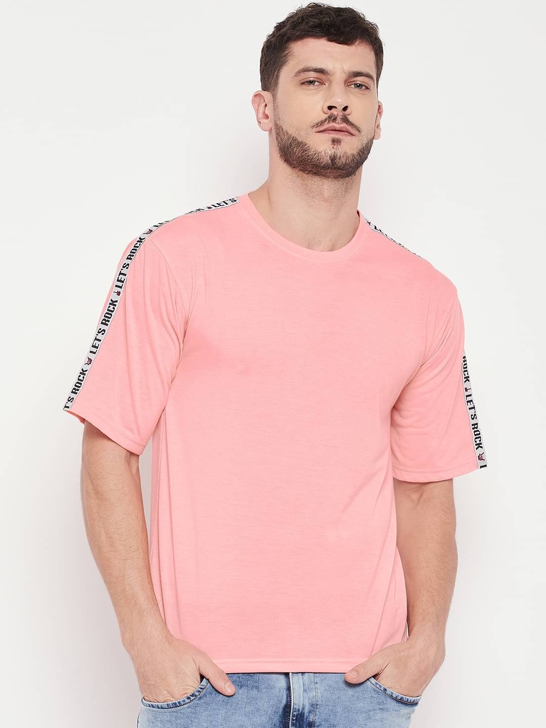     			AUSTIN WOOD Pack of 1 Cotton Blend Oversized Fit Men's T-Shirt ( Pink )