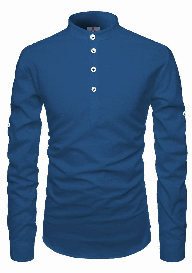     			Apektra Dark Indigo Cotton Men's Shirt Style Kurta ( Pack of 1 )