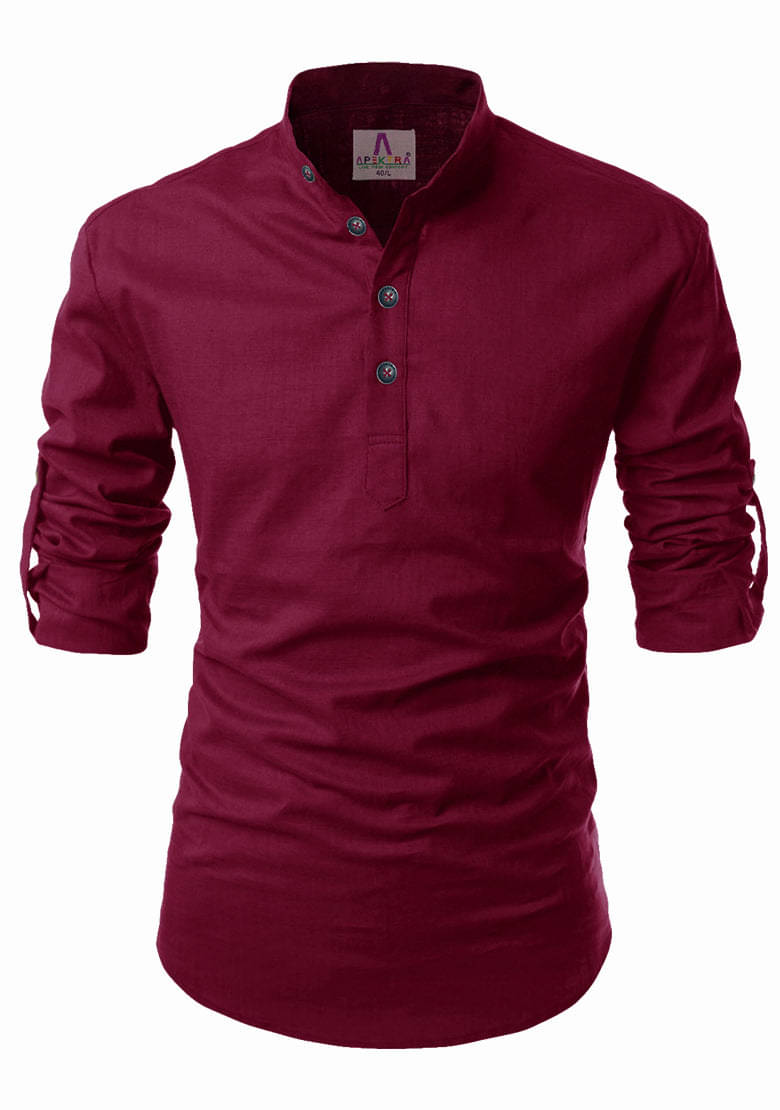     			Apektra Maroon Cotton Men's Shirt Style Kurta ( Pack of 1 )