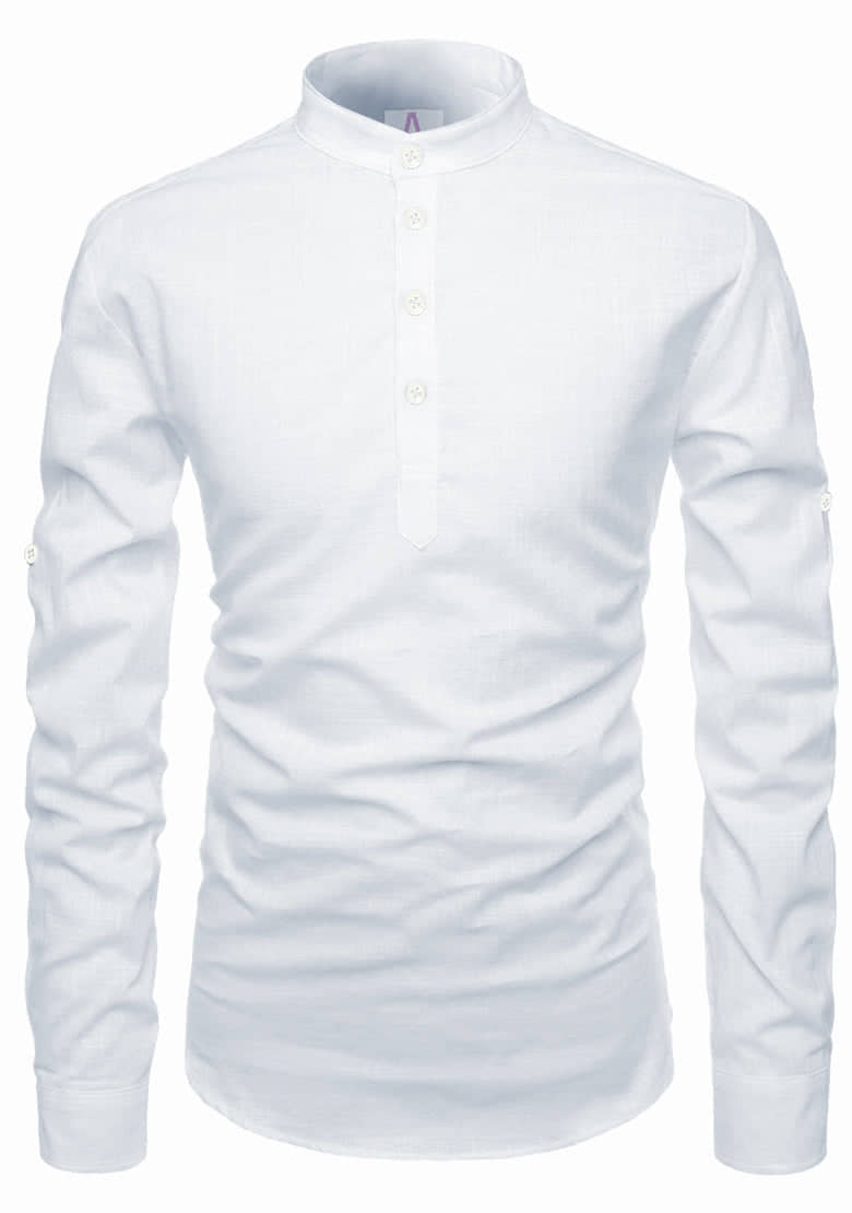 Apektra White Cotton Men's Shirt Style Kurta ( Pack of 1 ) - Kurtas & Kurta Sets | Buy online on ZillyBuy