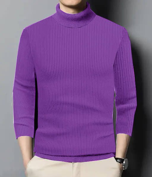 Lecowar Fleece High Neck Men's Sweatshirt Lavender Pack of