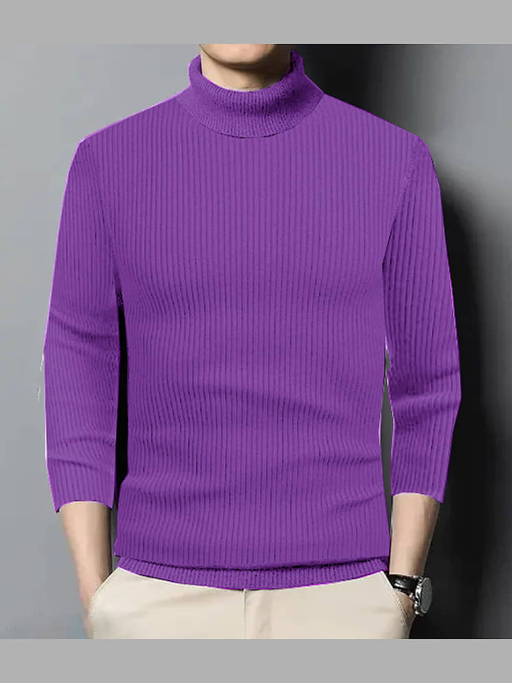 Lecowar Fleece High Neck Men's Sweatshirt Lavender Pack of