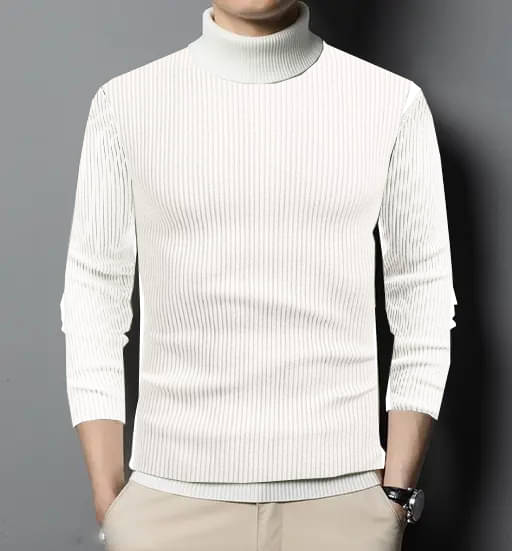     			CAT BUNNY Woollen High Neck Men's Sweatshirt - White ( Pack of 1 )