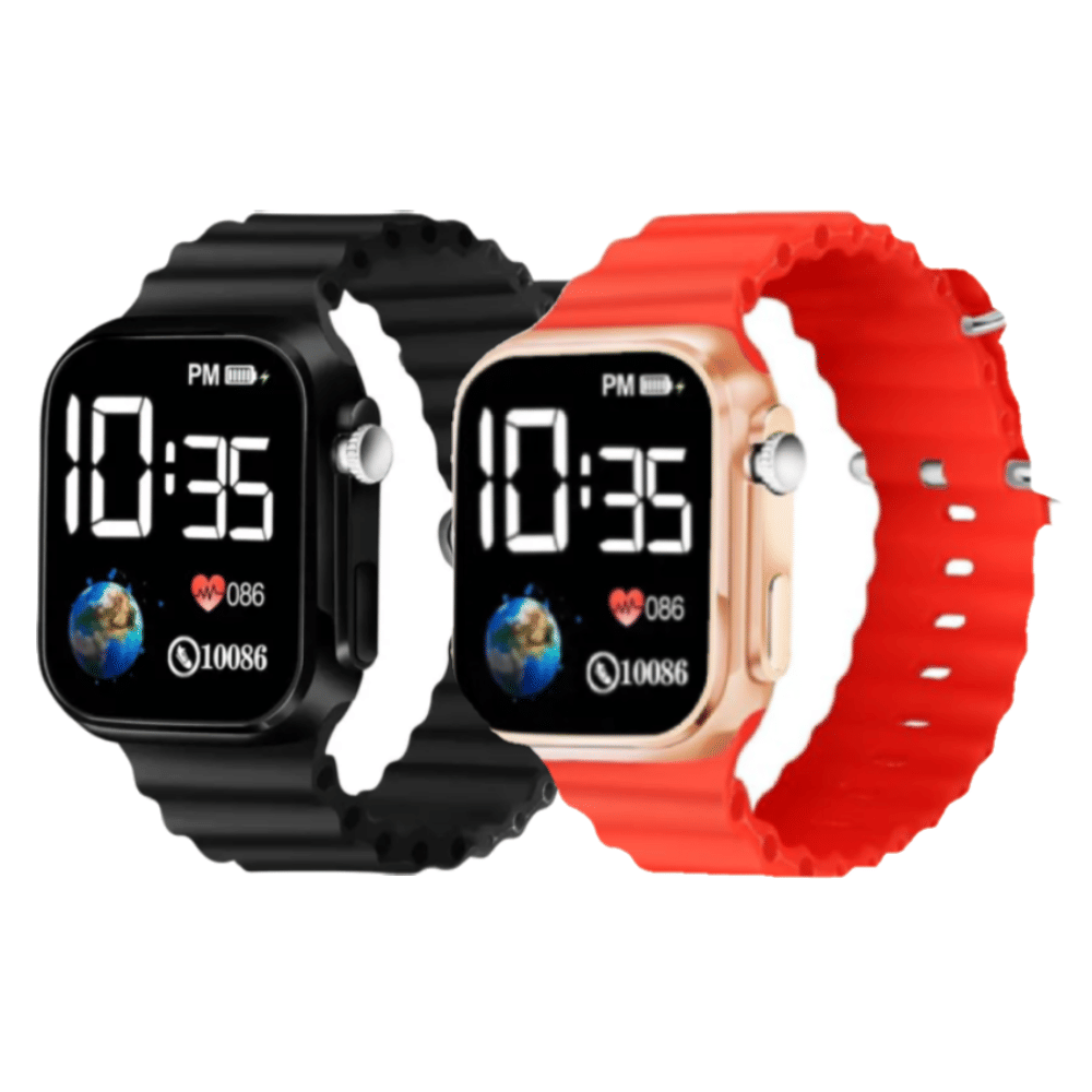 Cosmic Black Silicon Digital Couple's Watch