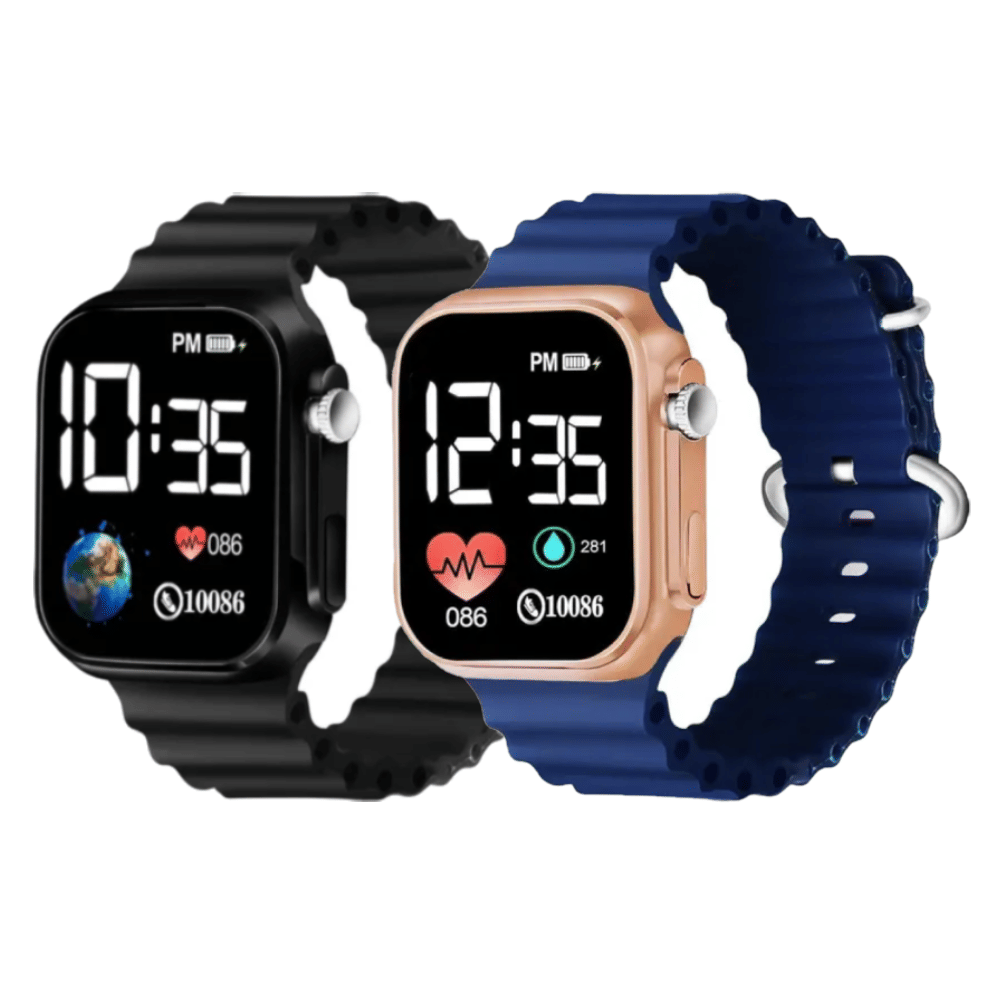 Cosmic Black Silicon Digital Couple's Watch
