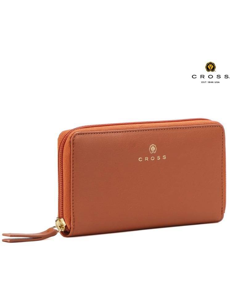     			Cross Tan PU Men's Zip Around Wallet ( Pack of 1 )