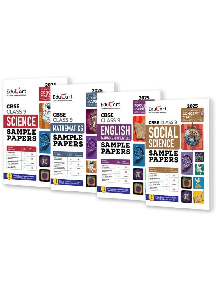     			Educart CBSE Class 9 Sample Papers Bundle - Science, Maths, Social Science & English 2024-25 (Introducing Revision Maps) 2025