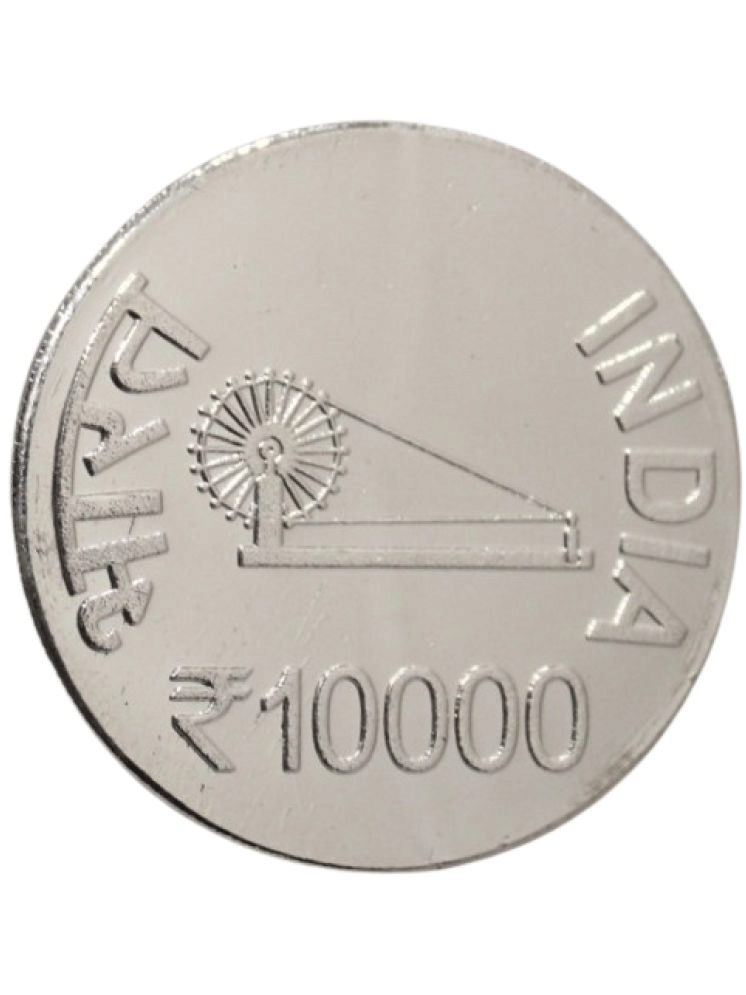     			Extremely Rare 10000 Rupee - Indira Gandhi, 100% Real Silver Plated Fantasy Token Memorial Coin