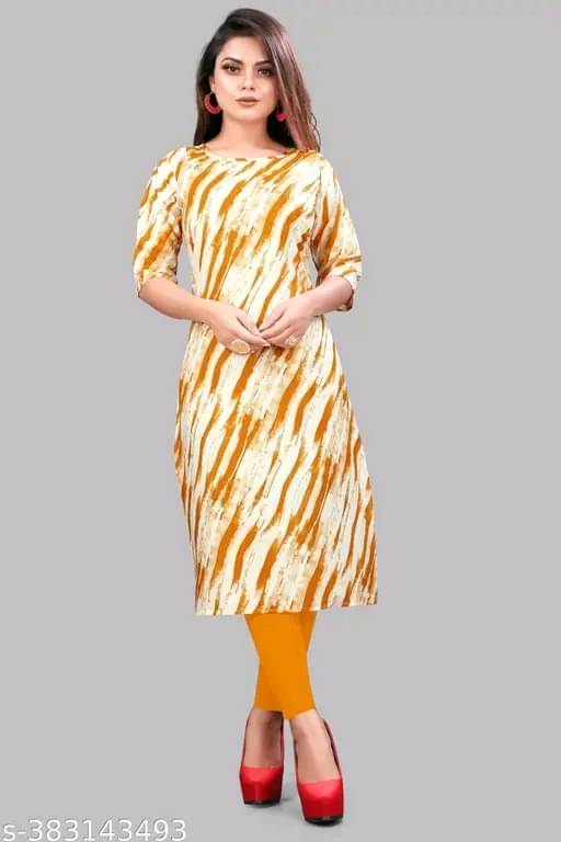     			Fashion Fair Crepe Printed Straight Women's Kurti - Yellow ( Pack of 1 )