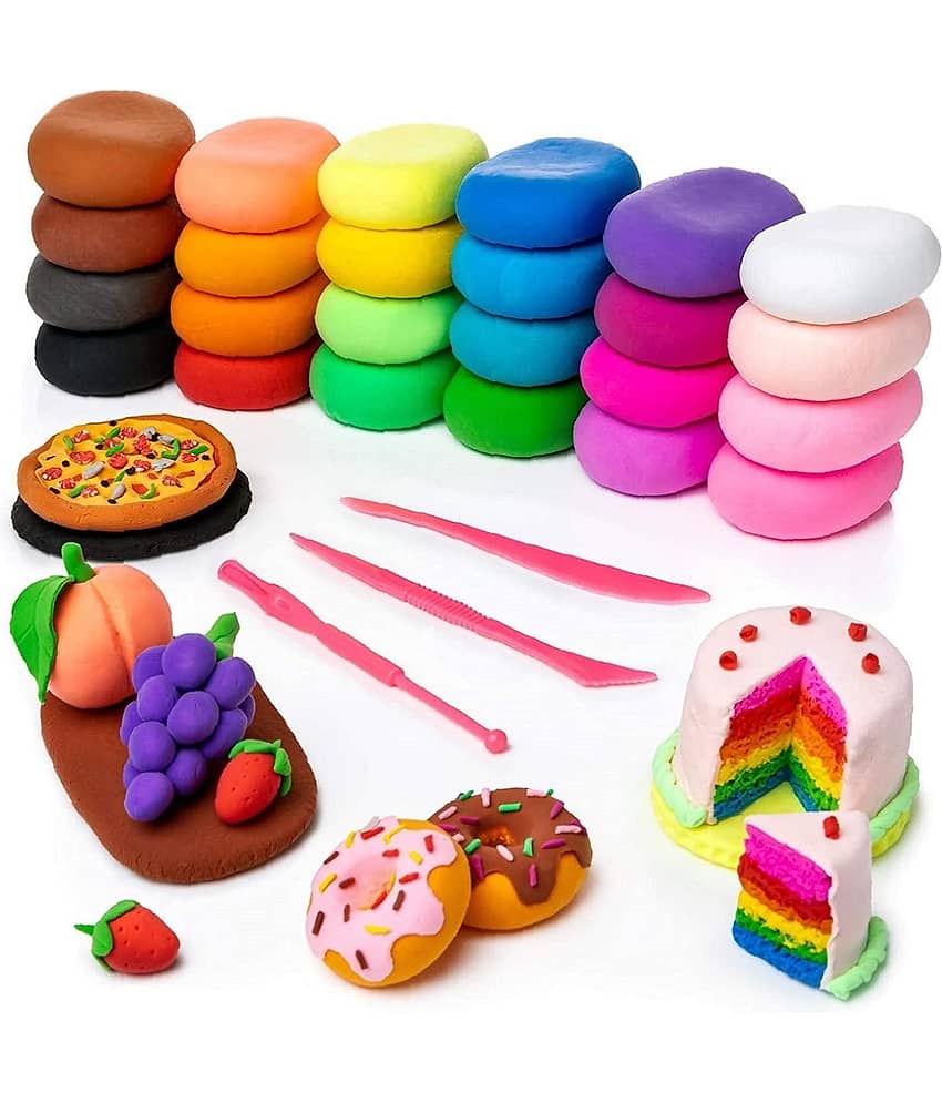 Freedy (Pack of 12) Dry Clay, Colorful Children Soft Clay, Creative Art Crafts, Gifts for Kids-Multi Color. Non-Toxic Modeling Magic Fluffy Foam Bouncing Clay Putty Kit for Kids with Tools - Stationery | Buy online on ZillyBuy