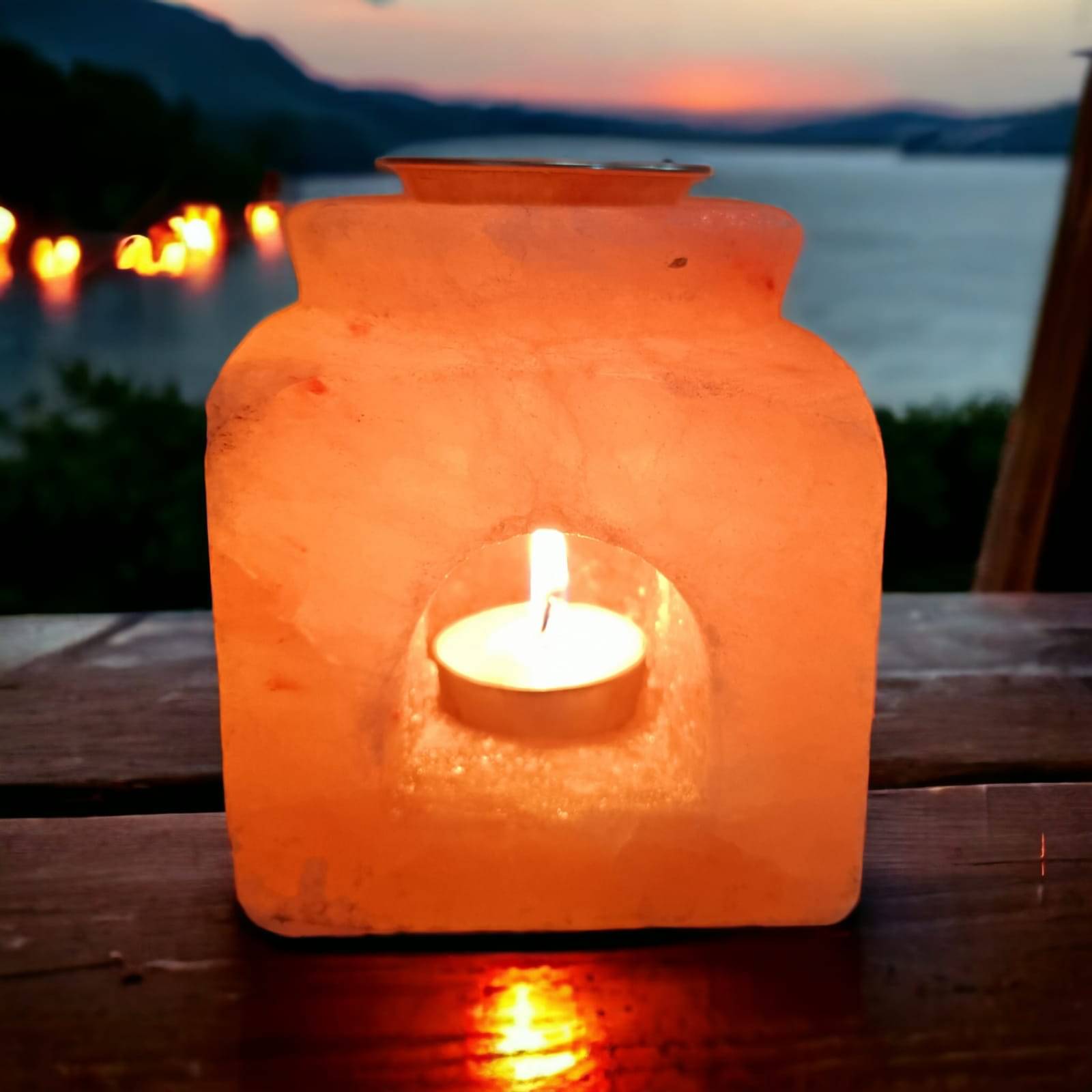     			GLOBAL AROMA Pink Table Top Rock Salt Tea Light Holder - Pack of 1
