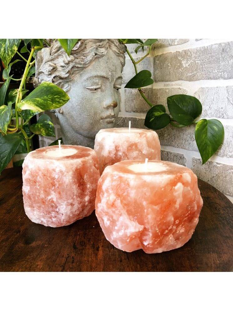     			GLOBAL AROMA Pink Table Top Rock Salt Tea Light Holder - Pack of 1