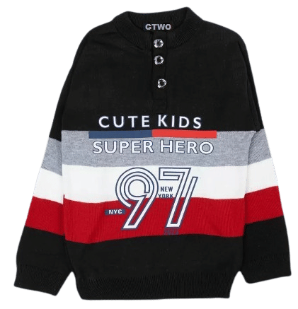 GTwo Pack of 1 Boys Woollen Blend Pullover Sweater ( Black )