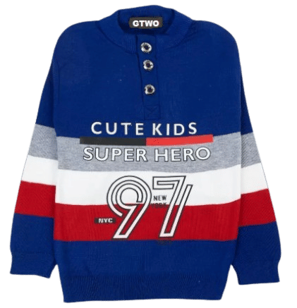 GTwo Pack of 1 Boys Woollen Blend Pullover Sweater ( Blue )