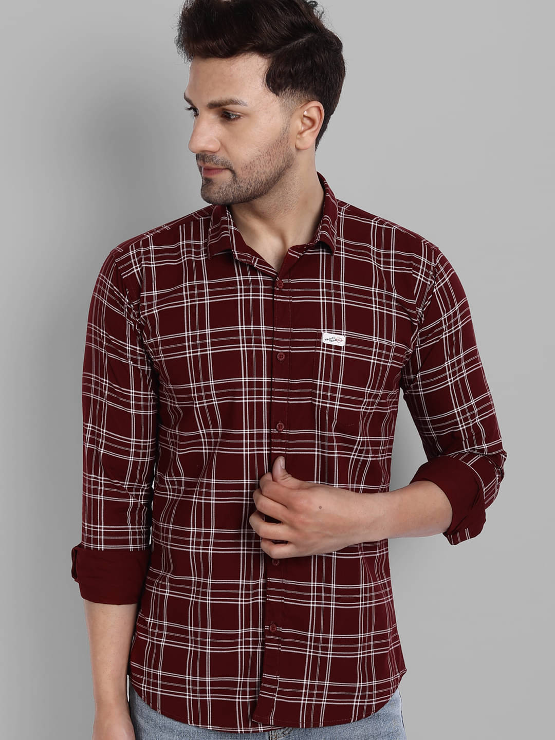 MAJESTIC MAN 100% Cotton Slim Fit Checks Full Sleeves Men's Casual Shirt - Maroon ( Pack of 1 ) MAJESTIC MAN 100% Cotton Slim Fit Checks Full Sleeves Men's Casual Shirt - Maroon ( Pack of 1 )