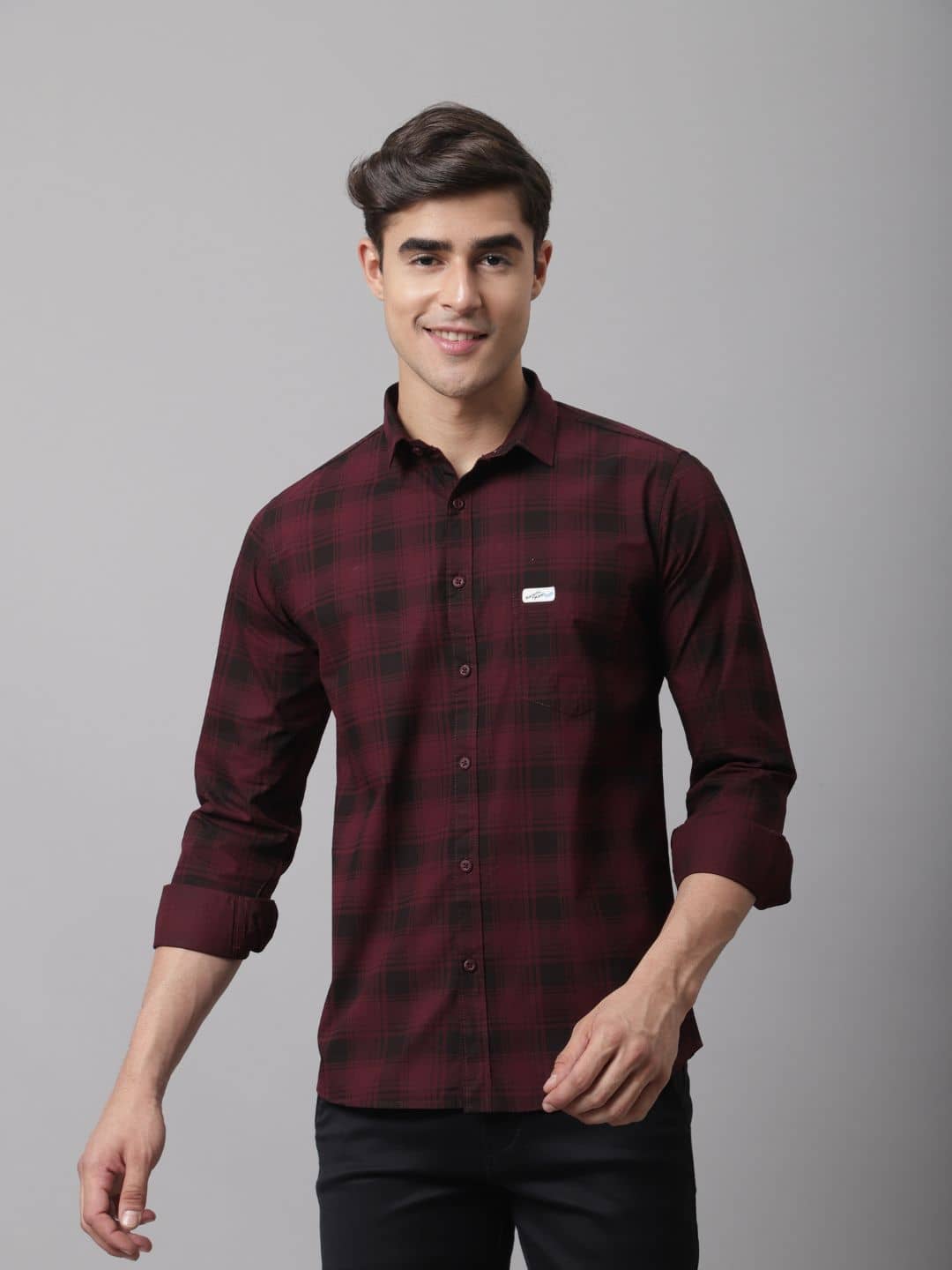 MAJESTIC MAN 100% Cotton Slim Fit Checks Full Sleeves Men's Casual Shirt - Brown ( Pack of 1 )