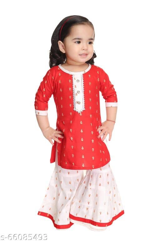 Mullick the designer Pack of 1 Girls Rayon Kurti With Palazzo ( Pink )