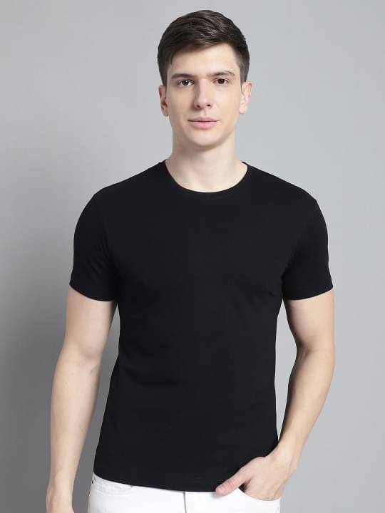     			REDESIGNWEBGO Pack of 1 100% Cotton Regular Fit Men's T-Shirt ( Black )