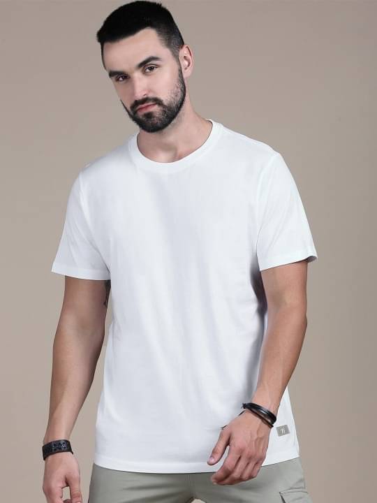 REDESIGNWEBGO Pack of 1 100% Cotton Regular Fit Men's T-Shirt ( White ) REDESIGNWEBGO Pack of 1 100% Cotton Regular Fit Men's T-Shirt ( White )
