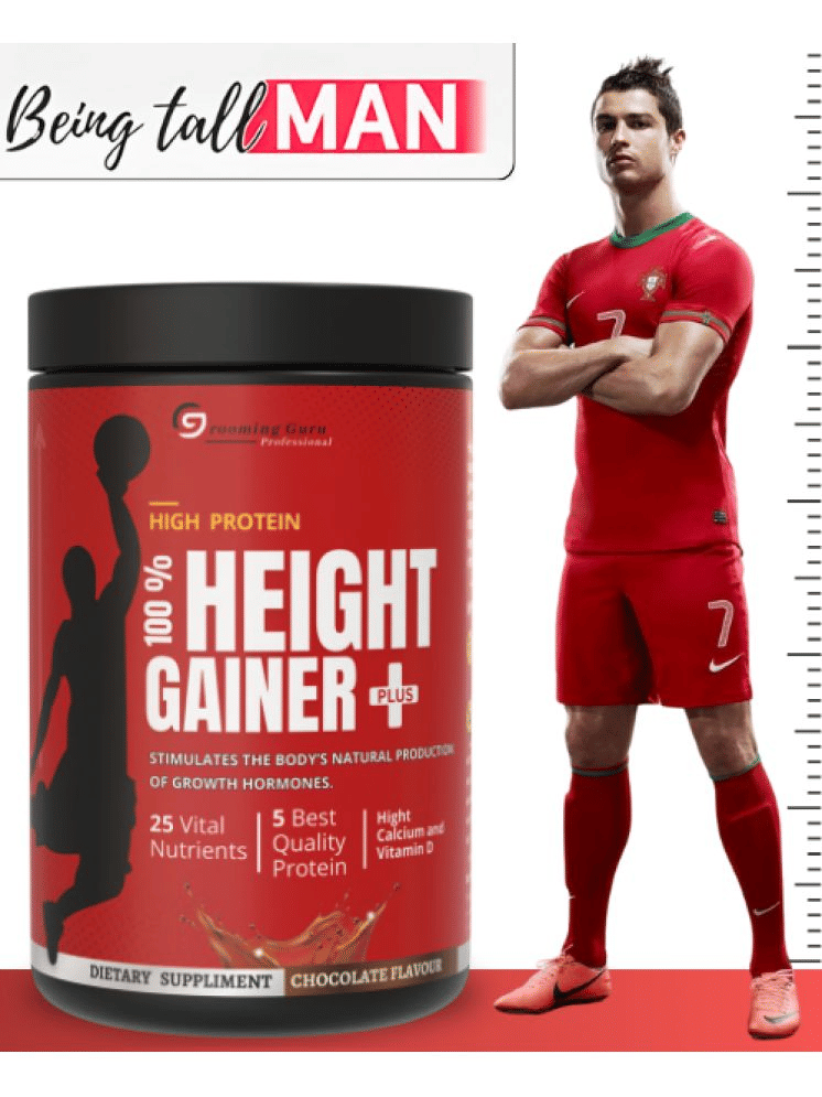 THE GROMMING GURU Height Gainer plus - Gain your Height With Height Growth Supplement 500 gm Chocolate Single Pack THE GROMMING GURU Height Gainer plus - Gain your Height With Height Growth Supplement 500 gm Chocolate Single Pack