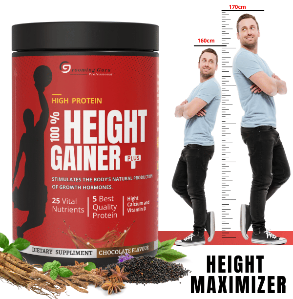     			THE GROMMING GURU Height Gainer Plus - Height Growth Supplement | Height Growth Powder 500 gm Chocolate Single Pack