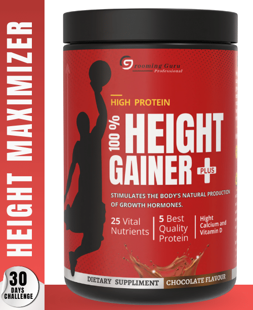 THE GROMMING GURU Height Gainer plus - Height Increase Powder | Height Growth Supplement 500 gm Chocolate Single Pack THE GROMMING GURU Height Gainer plus - Height Increase Powder | Height Growth Supplement 500 gm Chocolate Single Pack