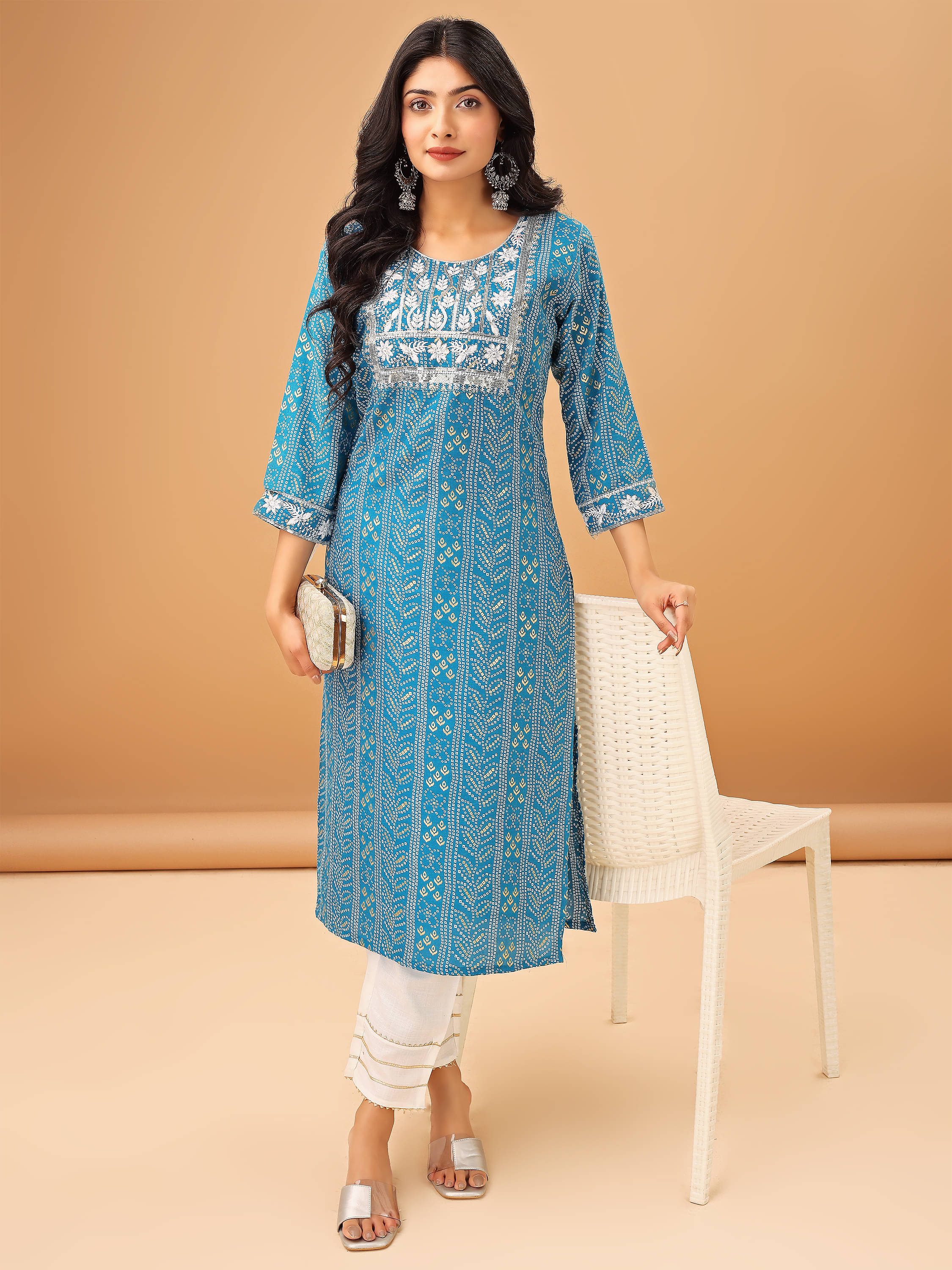 TRAHIMAM Cotton Blend Printed Kurti With Pants Women's Stitched Salwar Suit - Light Blue ( Pack of 1 ) TRAHIMAM Cotton Blend Printed Kurti With Pants Women's Stitched Salwar Suit - Light Blue ( Pack of 1 )