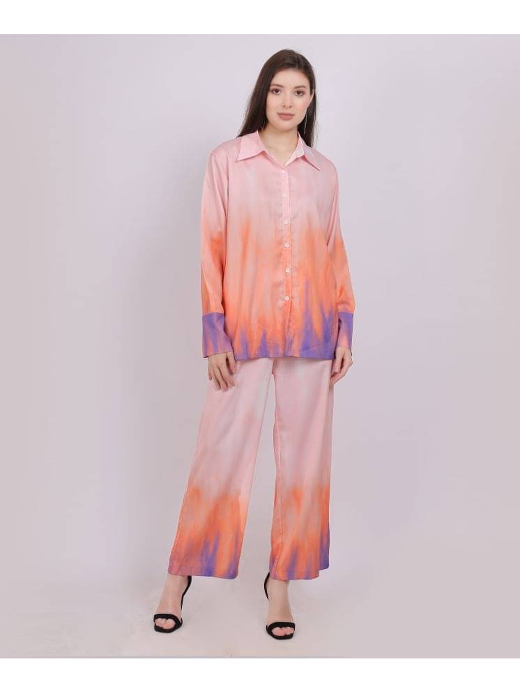     			aumbe Women Printed Tunic With Trousers Co-Ord Set ( Peach )