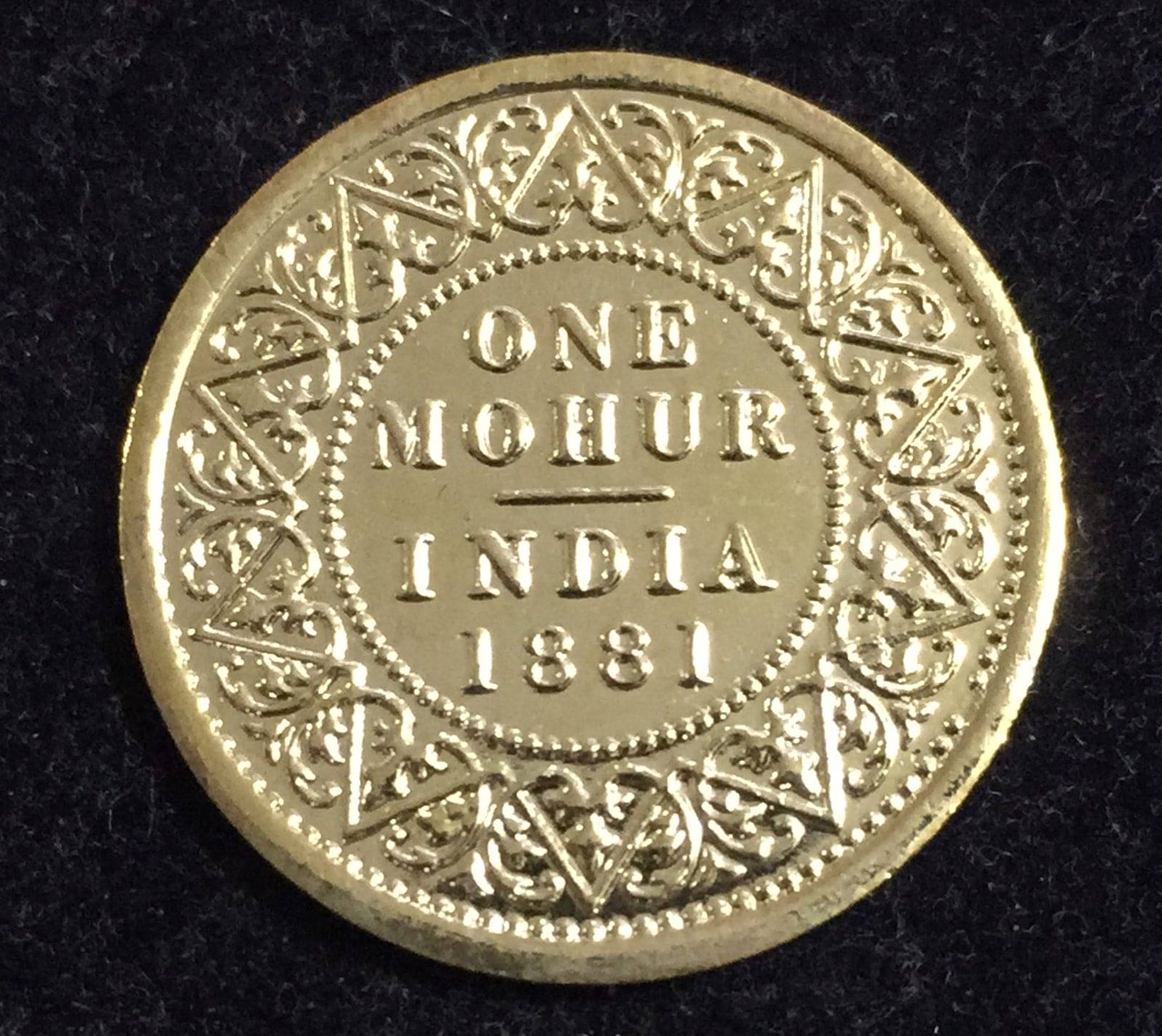 1881 One Mohar Queen British India Rare Coin     			1881 One Mohar Queen British India Rare Coin