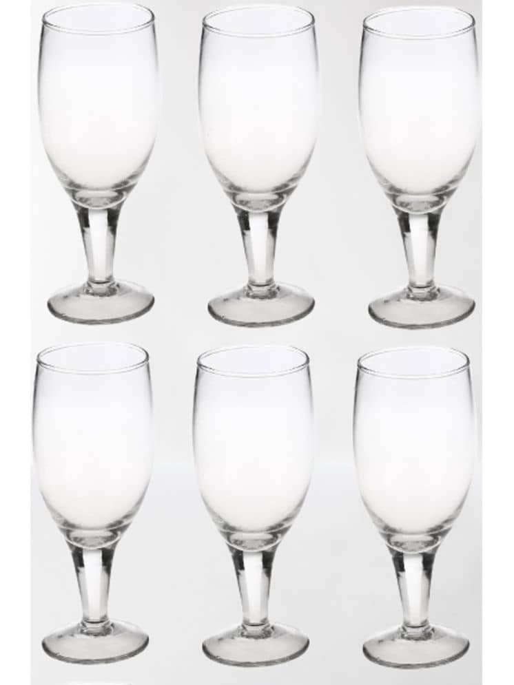 AFAST Party Glass/Beer Mug Glass Plain Water Glass 350 ml ( Pack of 6 ) Transparent