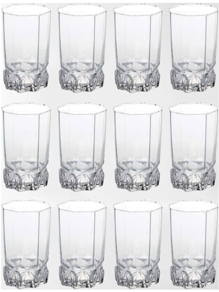 AFAST Party Glass/Beer Mug Glass Plain Glasses Set 350 ml ( Pack of 12 ) Transparent