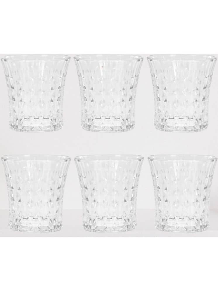 AFAST Party Glass/Beer Mug Glass Plain Whiskey Glasses 350 ml ( Pack of 6 ) Transparent