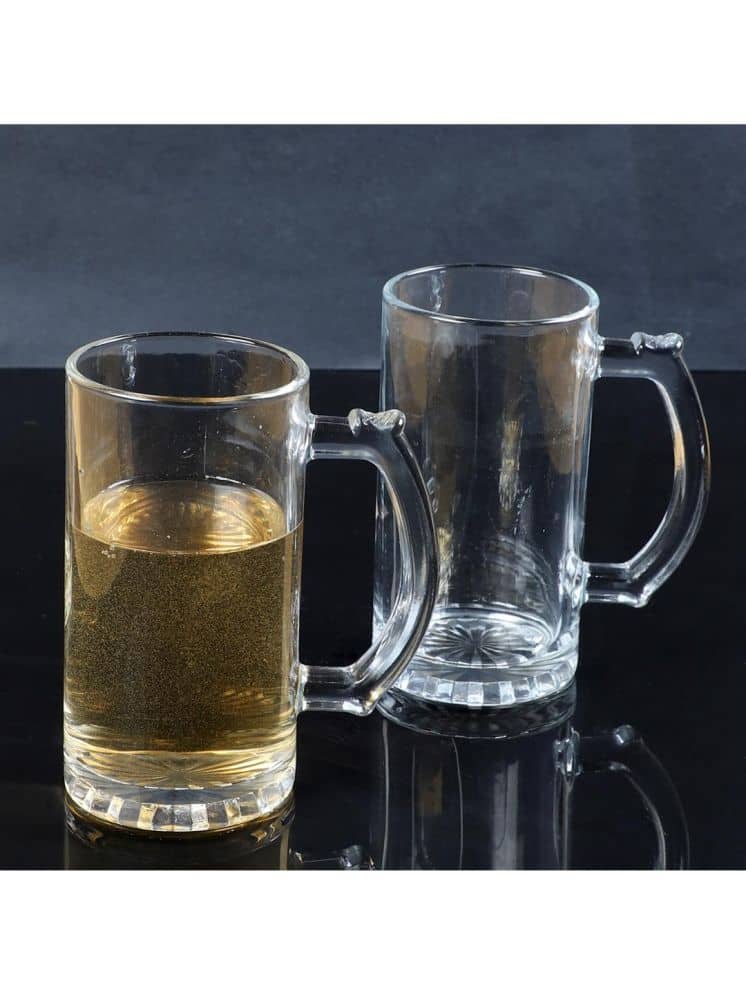AFAST Party Glass/Beer Mug Glass Plain Beer Glasses 500 ml ( Pack of 2 ) Transparent